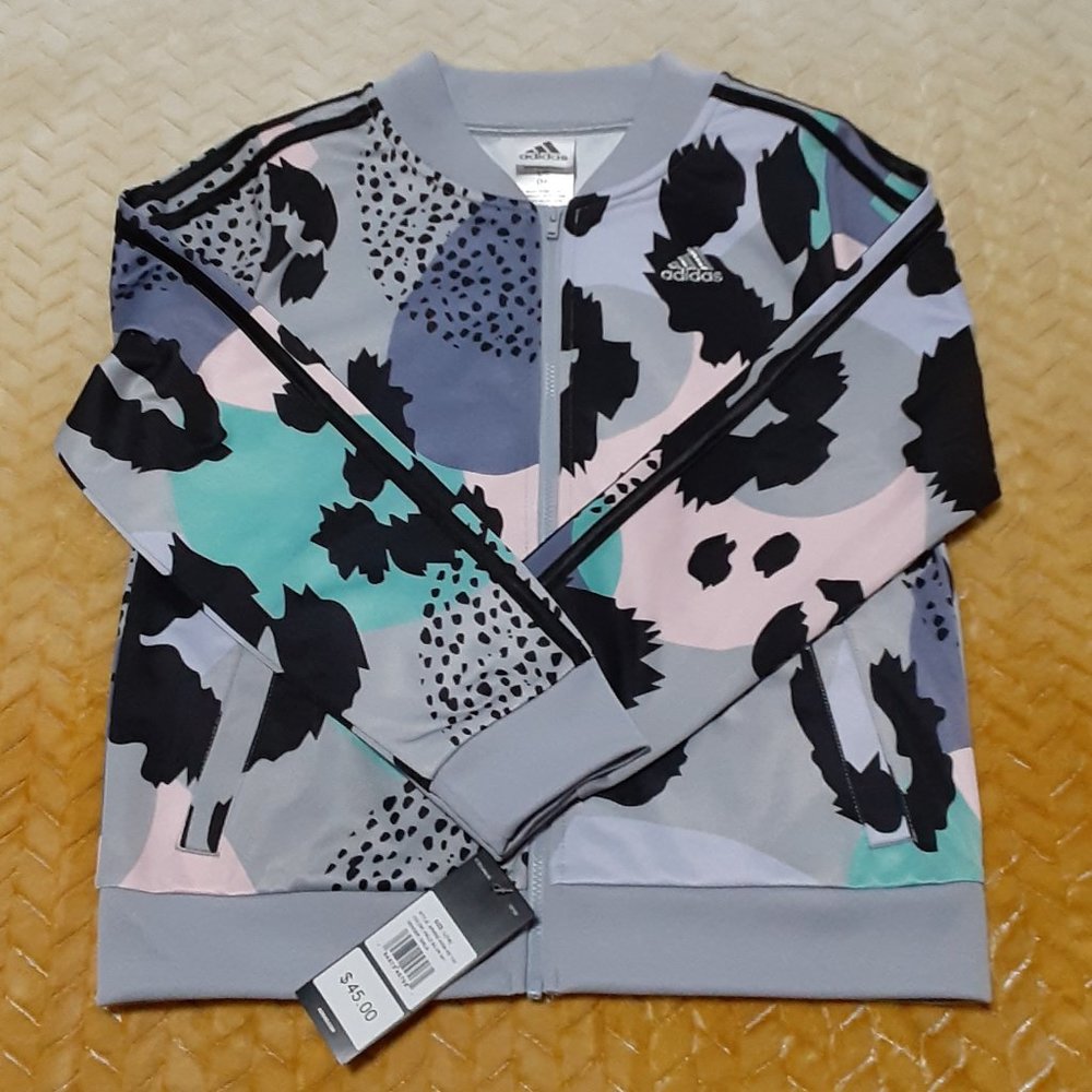 Girl's Adidas Zip up jacket. Size L (14). NWT-Retail $45.00.